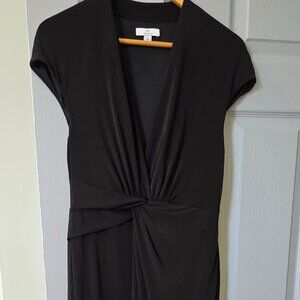 Halston Heritage Maxi Dress Waist Knot Black Cap Sleeves Formal Size M NWT